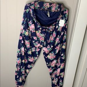 Silky floral jogger pants